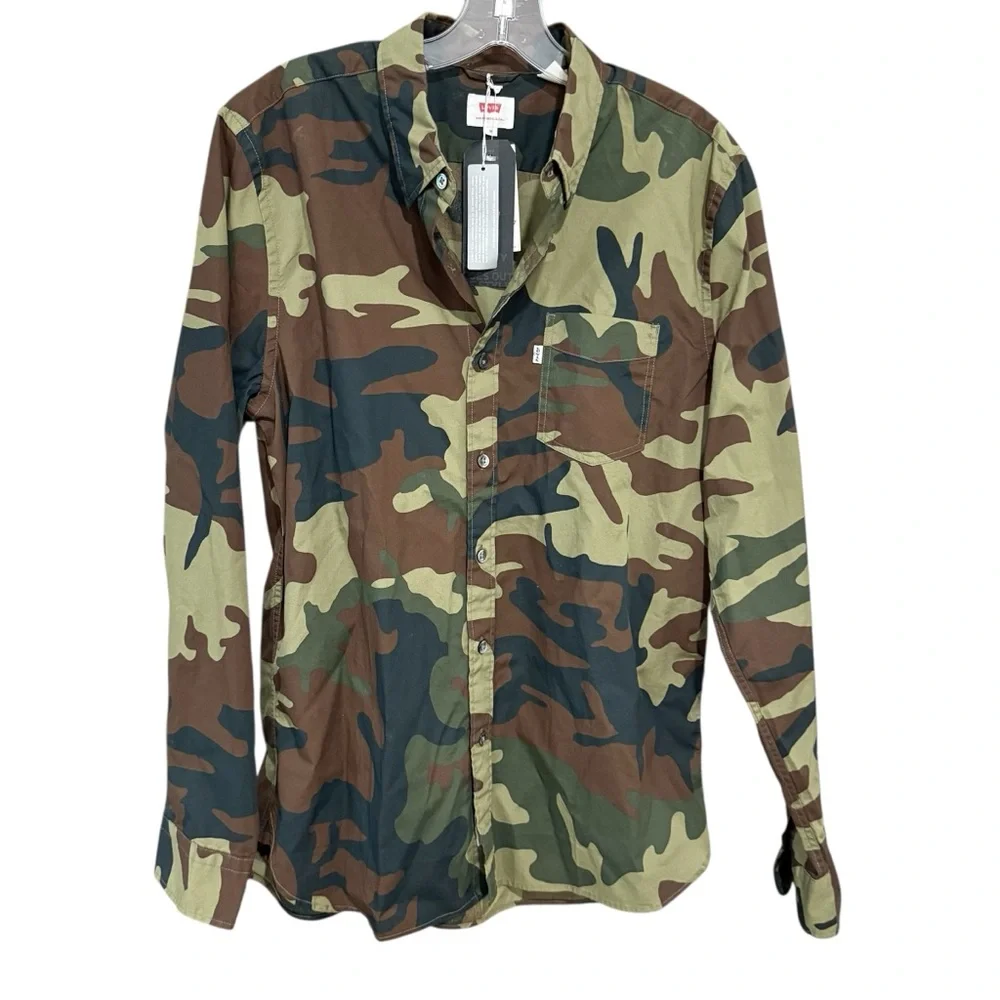 Levi’s Supima Camo Shirt Green Utility Gorpcore Streetwear Men’s M Outdoor